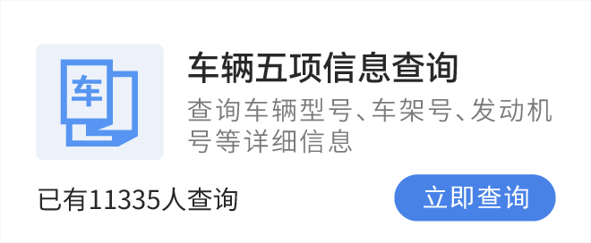 车辆五项信息查询，查询车辆型号、车架号、发动机号等详细信息。